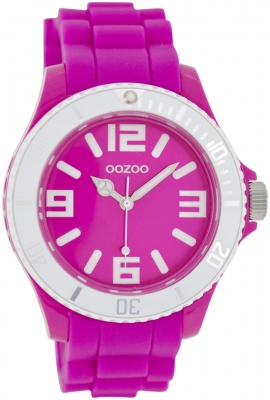 Oozoo Damenuhr mit Silikonarmband BiColor Zweifarbig 43 MM Pink / Weiß C5843