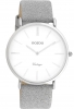 Oozoo Vintage Armbanduhr mit Glitzer Lederband 40 MM Silberfarben / Weiß / Silberfarben C20145
