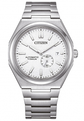 Citizen Herrenuhr Automatik Titan Weiß mit Titan Gliederband NJ0180-80A
