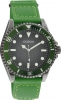 Oozoo Herrenuhr mit grünem Nylon Klett Armband 42 MM Titanfarben / Dunkelgrau / Grün C11010