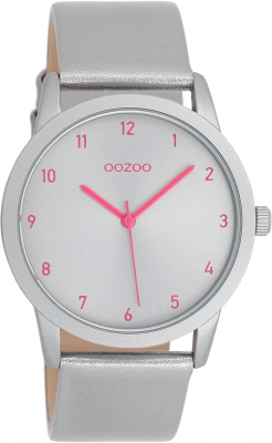 Oozoo Damenuhr mit Lederband Color Line 38 MM Silberfarben / Silberfarben C11058