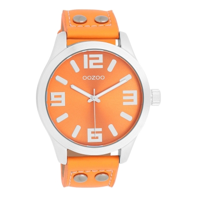 Oozoo Armbanduhr Basic Neon Line mit Lederband 47 MM Neon orange / Neon orange C1072