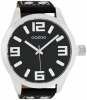 Oozoo XXL Armbanduhr Basic Line mit Lederband 52 MM Schwarz / Schwarz C1004