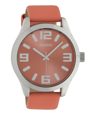 Oozoo Damenuhr mit Lederband Classic Color Line XL 47 MM Apricot / Apricot C10675
