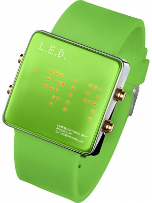 L.E.D. Uhr mit Silikonband und orangen LED&#039;s - L69-085OE-YSL
