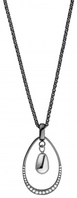 Tamaris Edelstahl Damen Halskette Yessi 45 + 5 cm mit Anhänger Gunmetalfarben / Silberfarben TJ209