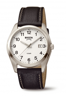 Boccia Herren Sport Armbanduhr mit Lederarmband Titan 3608-13