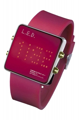 L.E.D. Uhr mit Silikonband und roten LED&#039;s - L69-085RD-RSL