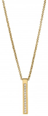 Tamaris Edelstahl Damen Halskette Gloria 45 + 5 cm Goldfarben Stäbchen Anhänger mit Zirkonia TJ202