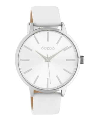 Oozoo Damenuhr mit Lederband 42 MM Silberfarben / Weiß C10610