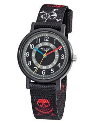 Regent Armbanduhr für Jungen Junioruhr Kinderuhr Pirat mit Stoffband Quarz F-950