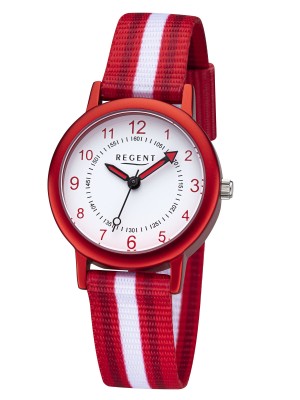 Regent Armbanduhr für Mädchen Junioruhr Kinderuhr mit Stoffband Quarz F-1370