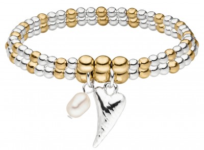 Tamaris Damen Armband Stephanie 16 cm Bicolor Herz mit Perle und Nylon Zugband TF082