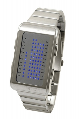L.E.D. Uhr aus Edelstahl mit blauen LED&#039;s - L84-011BL-MSM