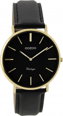 Oozoo Vintage Damenuhr mit Lederband 36 MM Goldfarben / Schwarz C9301