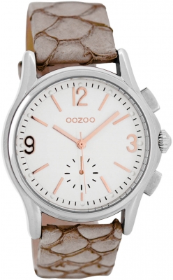 Oozoo Damenuhr mit Lederband 38 MM Weiß / Sand C7226