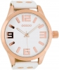 Oozoo XXL Armbanduhr Basic Line mit Lederband 52 MM Rose / Weiß / Weiß C1100