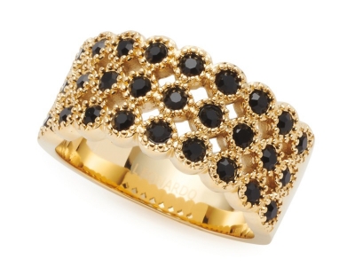 LEONARDO Damen Ring 18 Confetti Edelstahl goldfarben mit schwarzen Glaskristallen 022168