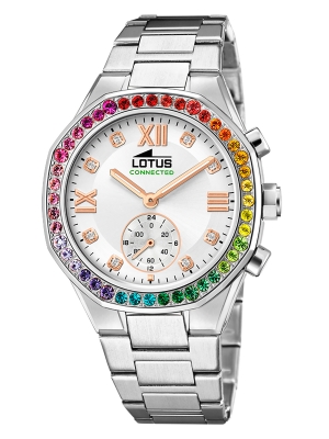 Lotus Damenuhr Smartwatch Connected mit Edelstahlband Silberfarben/Zirkonia 38 MM 15 ATM 18924/5
