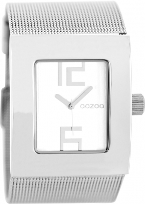 Oozoo Armbanduhr mit Milanaise Metallband und Dornschließe 38 MM Silberfarben Glanz C2005