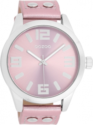 Oozoo Armbanduhr Basic mit Metallic Look Lederband 47 MM Rosa / Metallic Rosa C1083