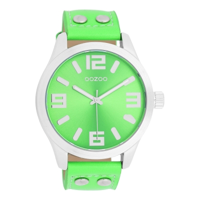 Oozoo Armbanduhr Basic Neon Line mit Lederband 47 MM Neon grün / Neon grün C1070