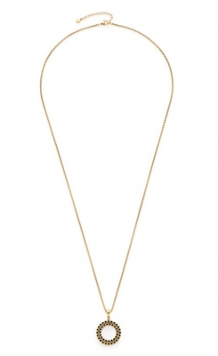 LEONARDO Damen Halskette Confetti Edelstahl goldfarben mit schwarzen Glaskristallen 022166