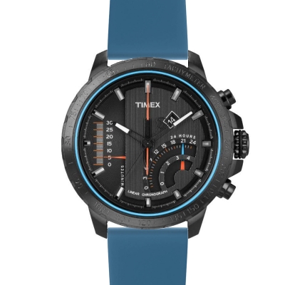 Timex Herrenuhr Chronograph mit blauem Silikonband T2P272