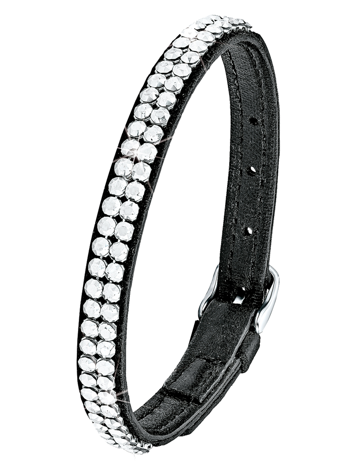 | Rundschliff Damen-Armband Lederarmband 21 Edelstahl cm s. Kristall Oliver uhrenonline24