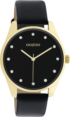 Oozoo Damenuhr mit Lederband 38 MM Goldfarben / Schwarz / Schwarz C11049