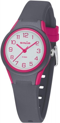 SINAR Mädchen Jungen Unisex Armbanduhr Sportuhr analog Quarz 10 Bar Grau / Pink XB-47-8