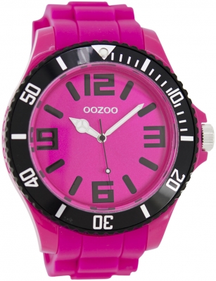 Oozoo Herrenuhr mit Silikonarmband BiColor Zweifarbig 48 MM Pink / Schwarz C5819