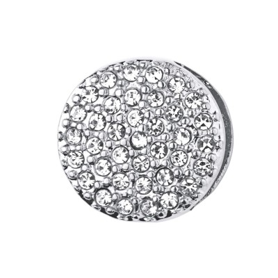 Kistanio Brilliant Coin Charm mit Zirkonia Silberfarben für Mesh Charmband