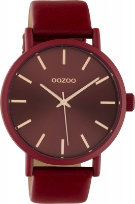 Oozoo Damenuhr mit Lederband 42 MM Colours of Oozoo Unicolor Rot C10445