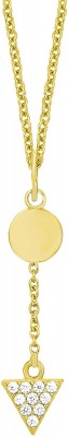s.Oliver Damenkette mit Anhänger Dreieck Kreis Geometrie Silber vergoldet Zirkonia 45 cm 2012660_SA