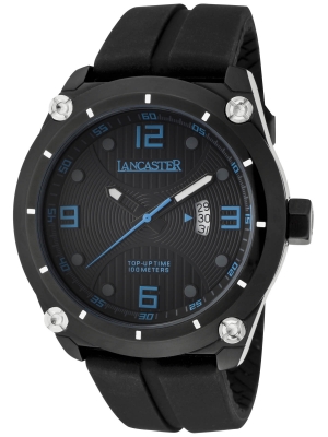 Lancaster Herrenuhr mit Silikonband Top-Up Time Datum 10 ATM Schwarz / Blau OLA0481NR/BL/NR