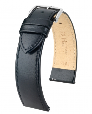Hirsch Uhrenarmband Osiris XL aus flexiblem Rindboxleder Quick Release mit Dornschließe Schwarz